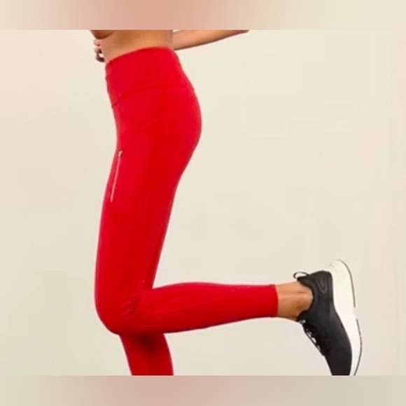 Athleta Reinier Bright Bold Red Active Leggings M - Picture 7 of 12